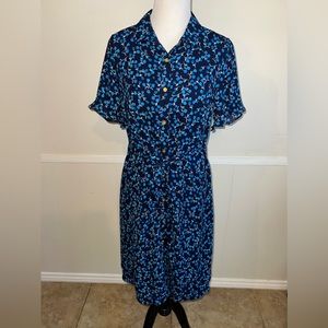 SHARAGANO floral button down dress sz-10